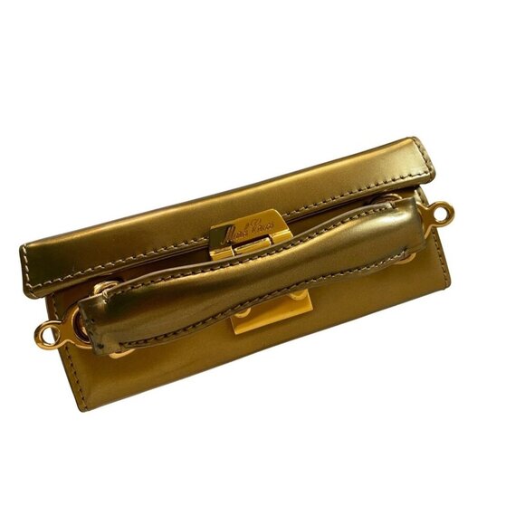 Mark Cross Grace Mini Box Leather Handbag Crossbody Gold Mirror + 2 Straps + key - Picture 6 of 17
